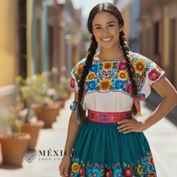 Mexican Folkloric belt day of the dead 5 de Mayo colorfull mexico todo corazon - Picture 1 of 5